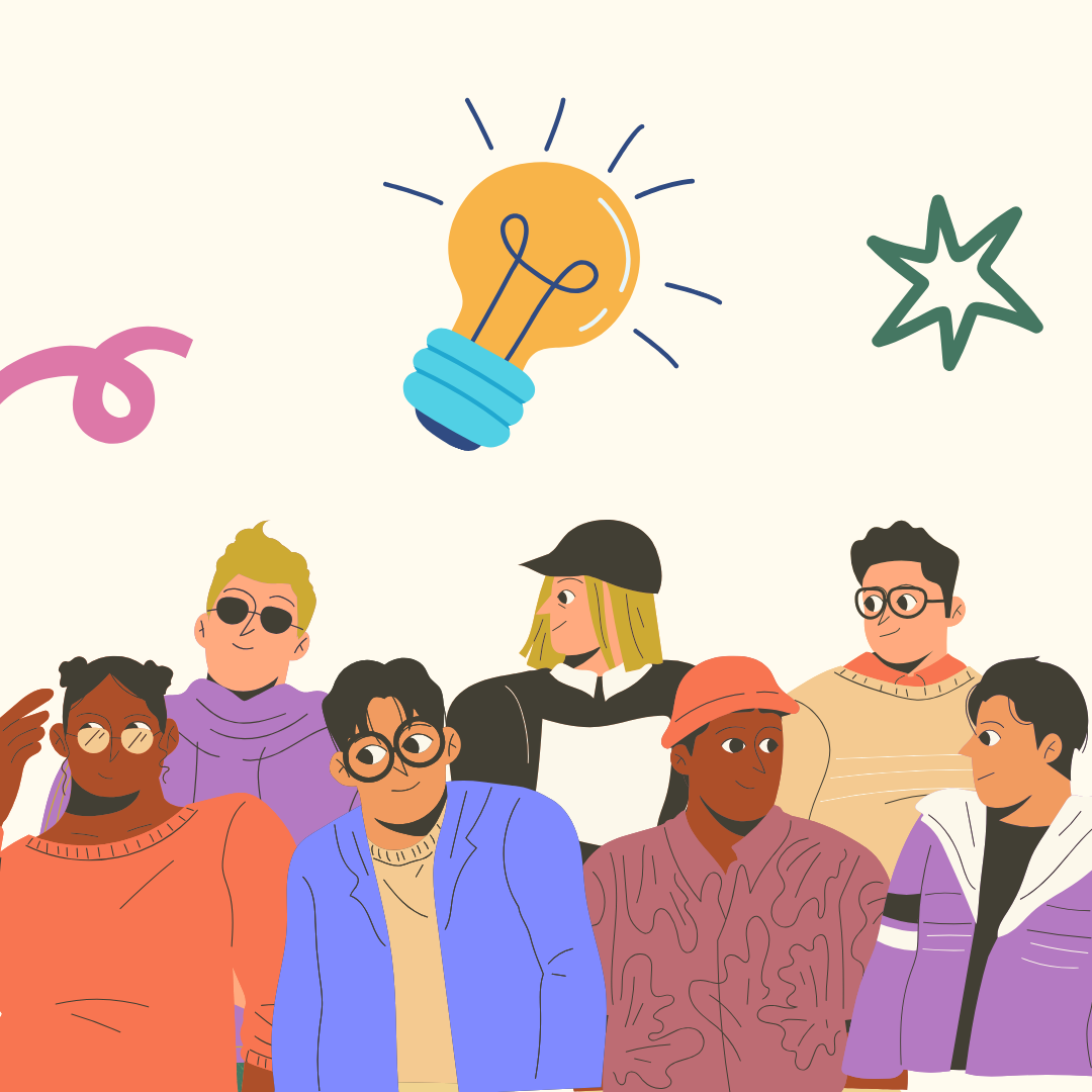 Image of teens with a lightbulb above their heads.