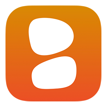 White B on an orange background.