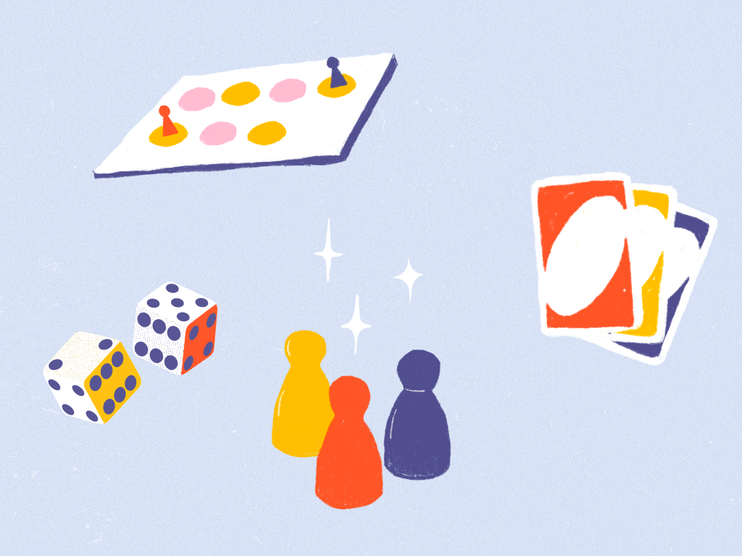 Image of board games and game pieces.