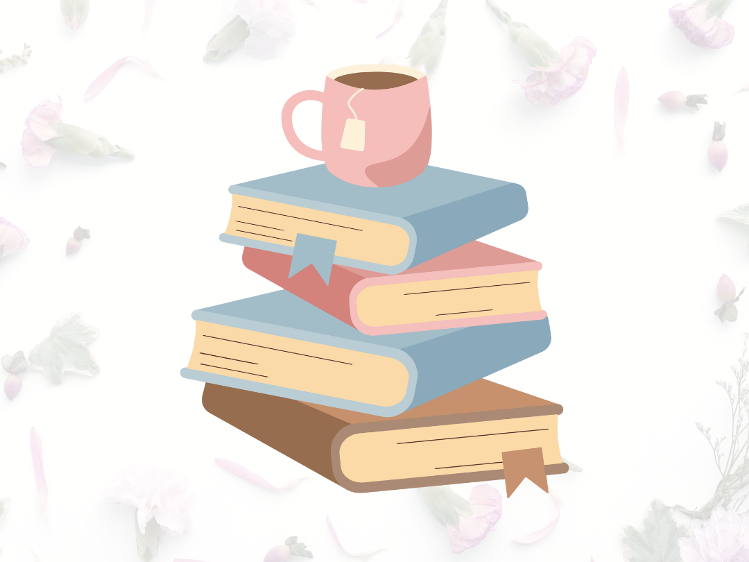 Image of a stack of books with a mug on top.